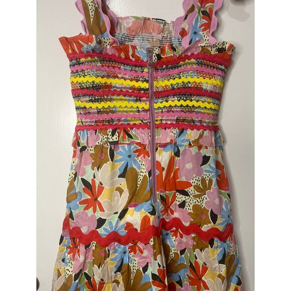 Celia B Nilsa Dress Floral Tiered Midi Medium NWT Scalloped Details Tie Straps - Picture 12 of 14